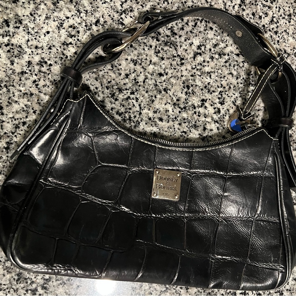 Dooney & Bourke Black Croc-Embossed Shoulder Bag